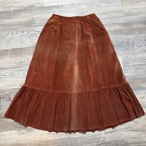 Vtg Carla Skirt Womens 10 Burnt Red Suede Leather Maxi Brromstick USA Western